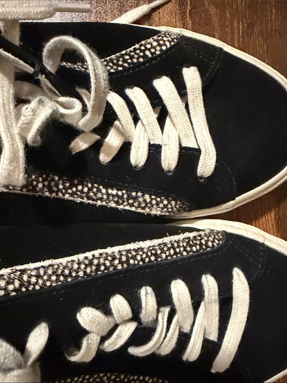 Madewell Black Suede Lace-Up Sneakers with Leopard Accent